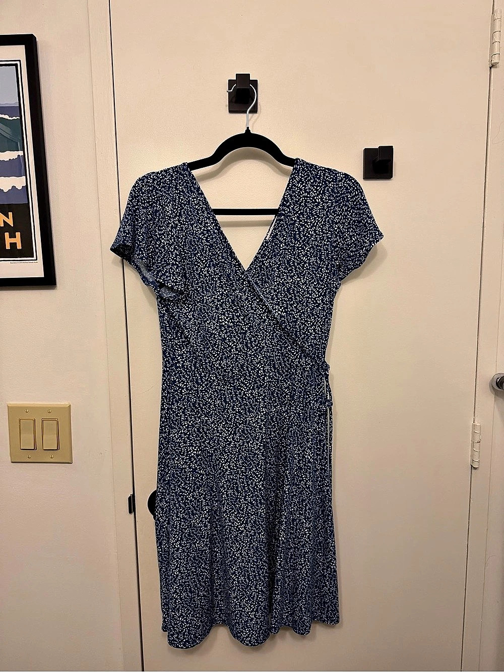 Blue & White Wrap Midi Dress Like New
